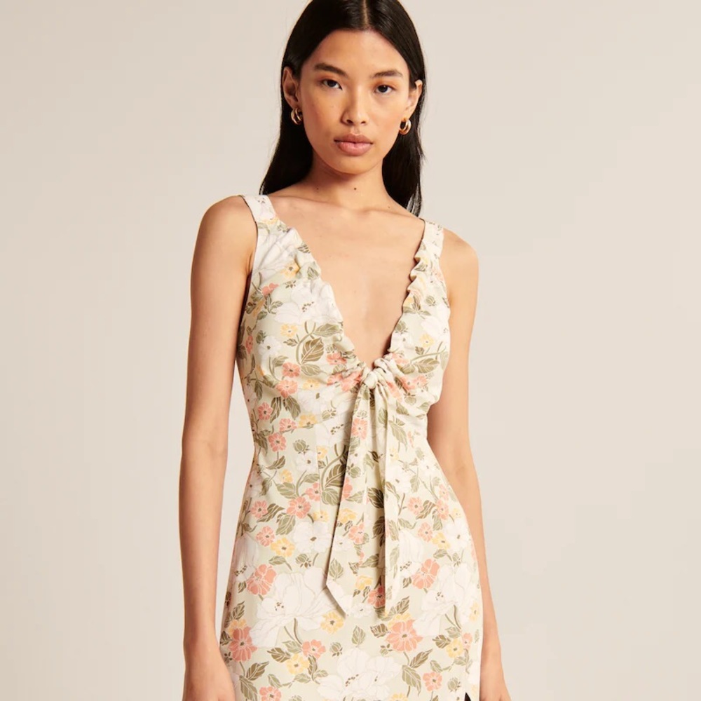 Abercrombie & Fitch Cinched Neck Slip Midi Dress - Picture 3 of 8